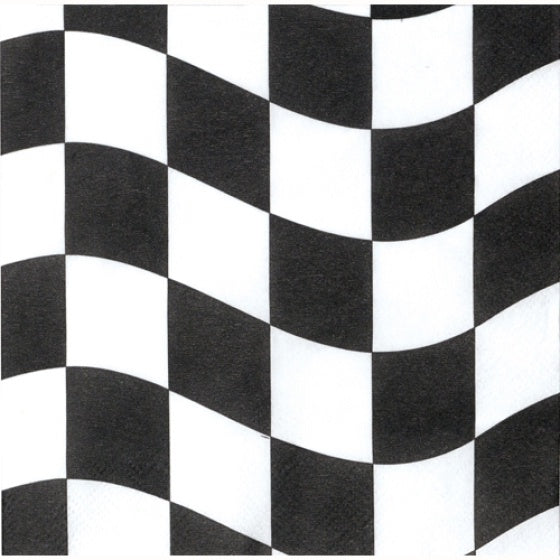 Black and White Check Beverage Napkins