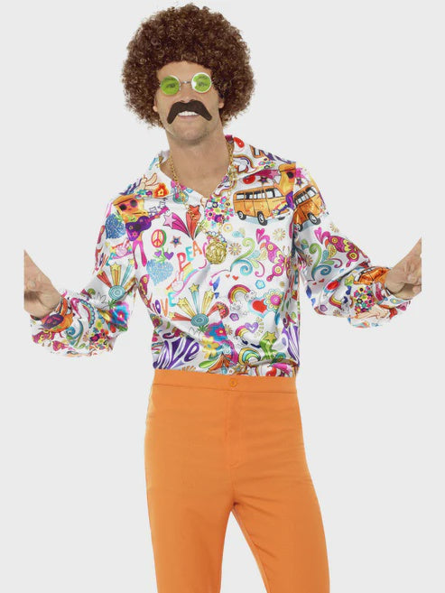 60s Groovy Shirt Multi-Coloured Mens Costume