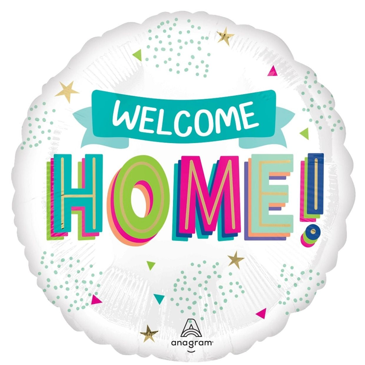 Welcome Home Teal Dots Foil Balloon