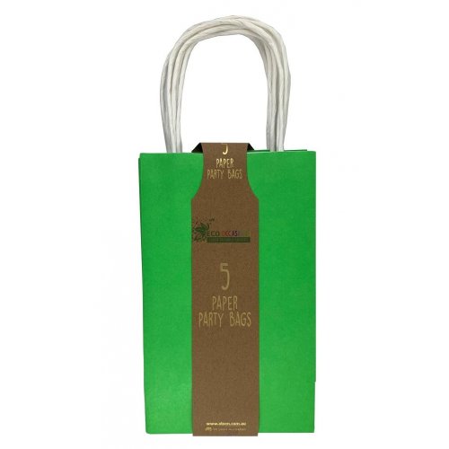Paper Lime Green Party Bags (Set of 5)