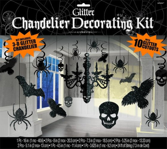 Chandelier Decorating Kit Black Glittered Cardboard