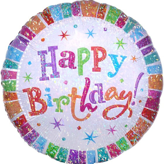 Holographic Radiant Birthday Jumbo Shape Foil Balloon