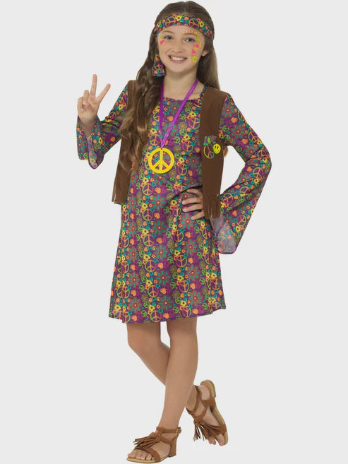 Multi-Coloured Hippie Girls Costume