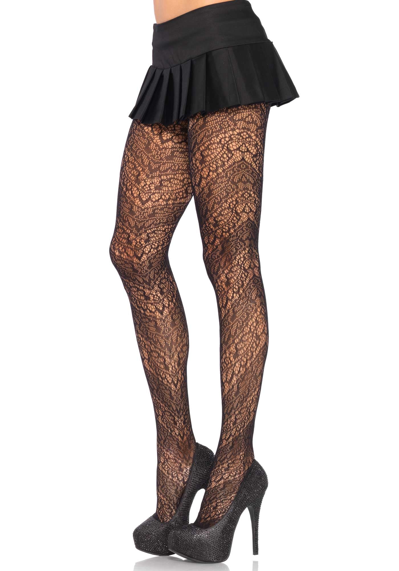 Vine Lace Two-Tone Spiral Pantyhose