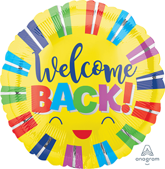 Welcome Back Colourful Stripes 45cm (18 inch) Foil Balloon