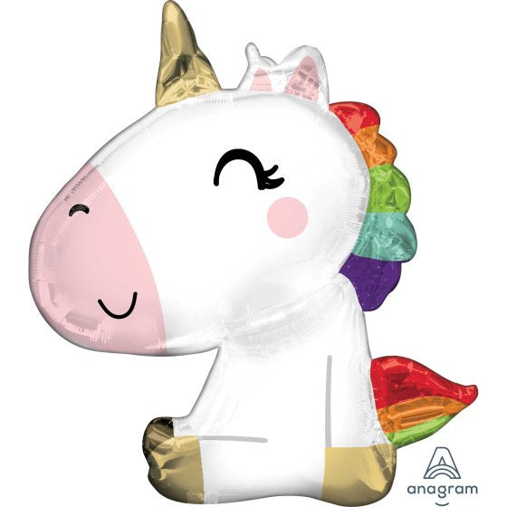 Sitting Unicorn Satin Supershape Foil Balloon