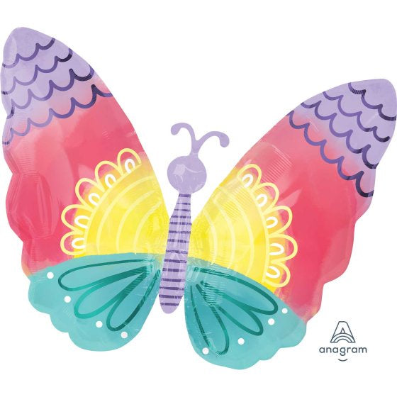 Pastel Tie Dye Butterfly Foil Balloon