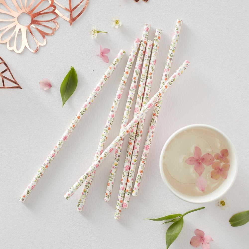 Ditsy Floral Straws 25 Pack