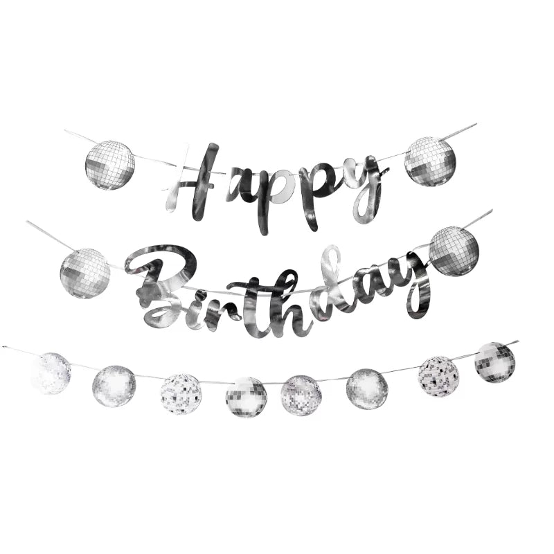 Disco Ball Happy Birthday Garland