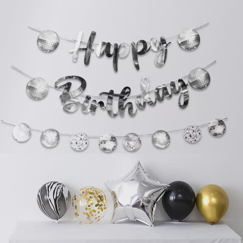 Disco Ball Happy Birthday Garland