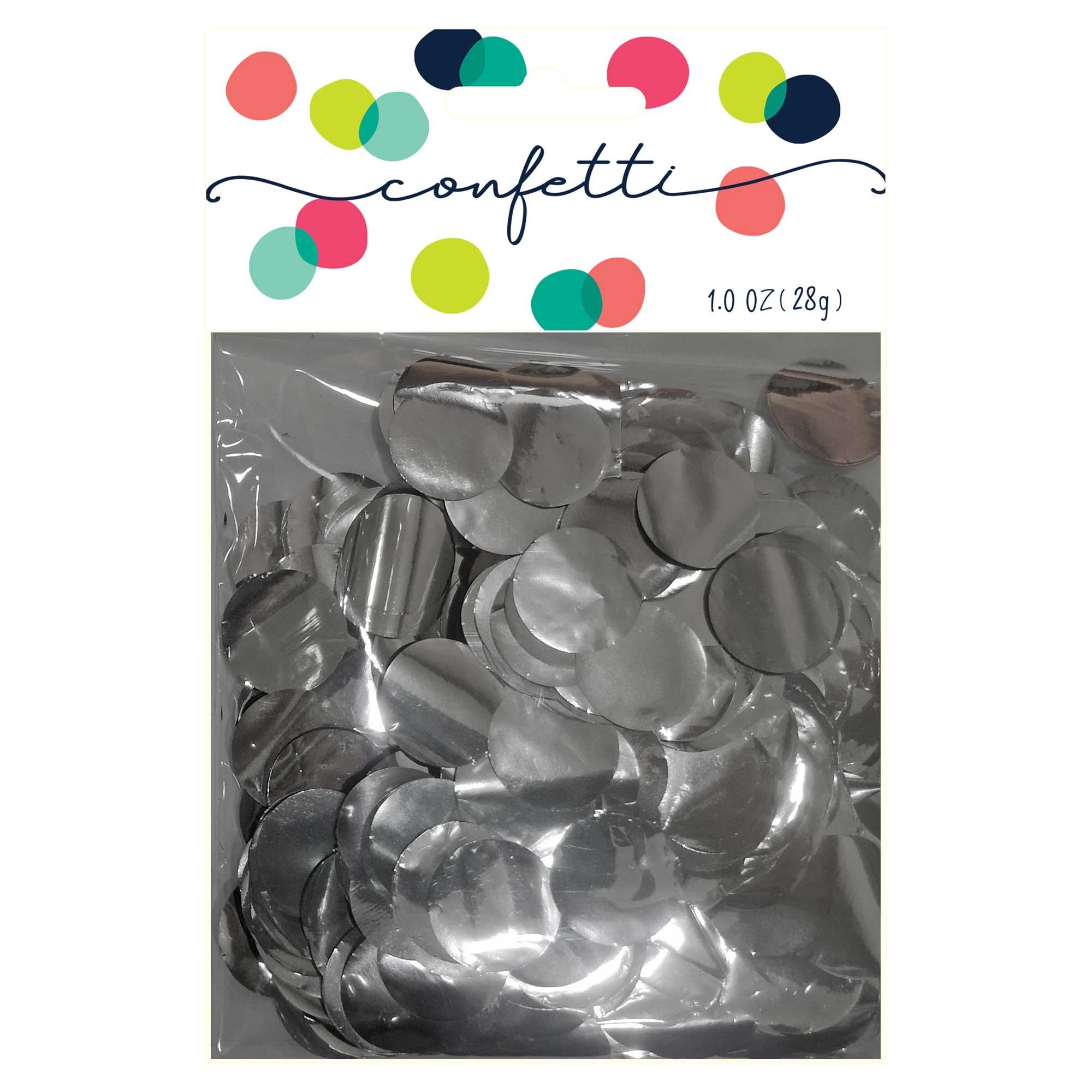Metallic Silver Circles Confetti