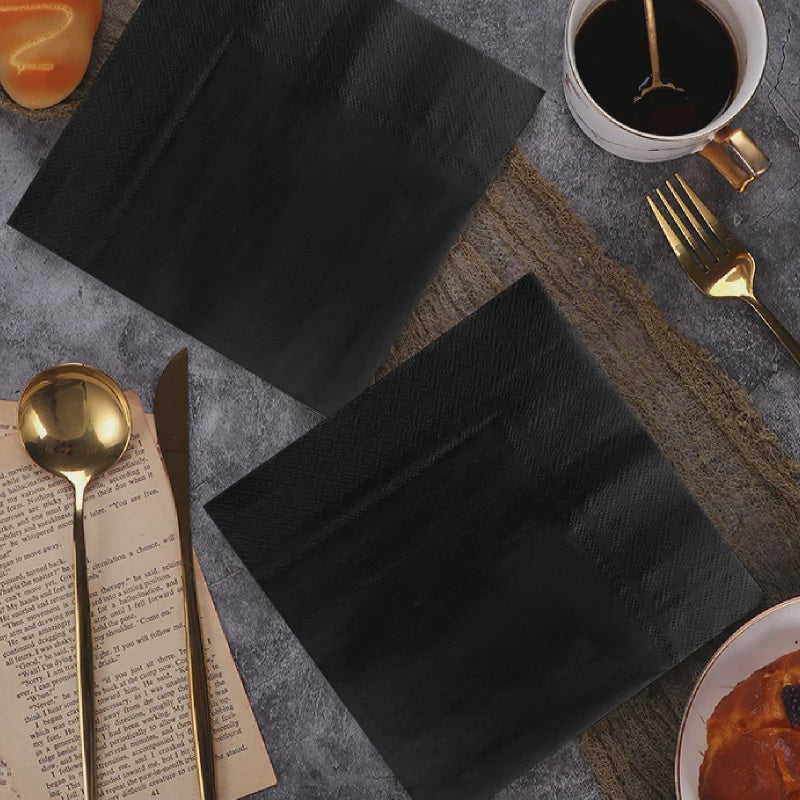 Black Cocktail Napkins Pack of 30