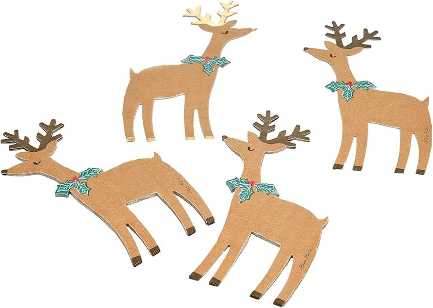 Meri Meri Reindeer With Holly Napkins (Pack of 16)