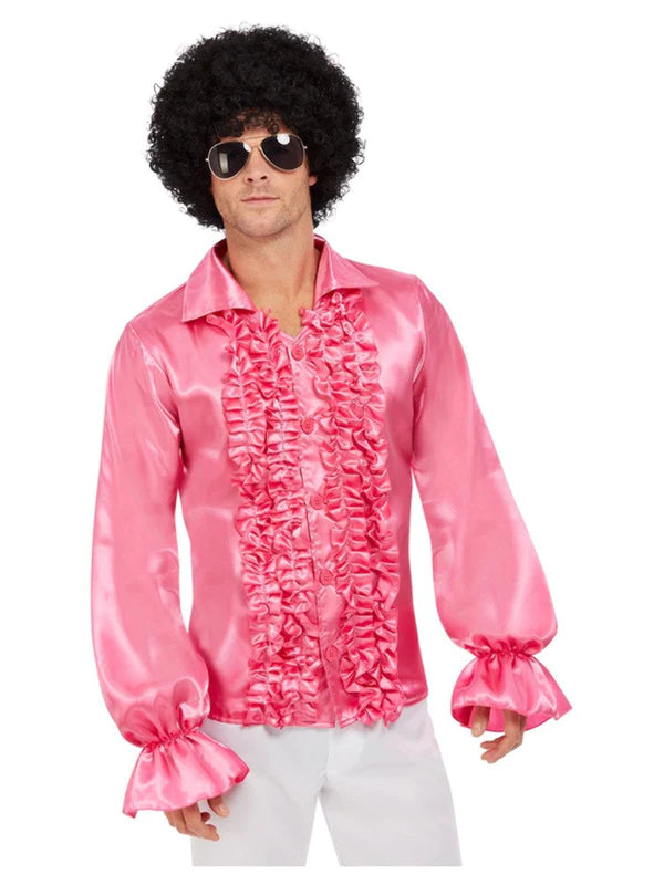 60s Pink Ruffled Mens Shirt