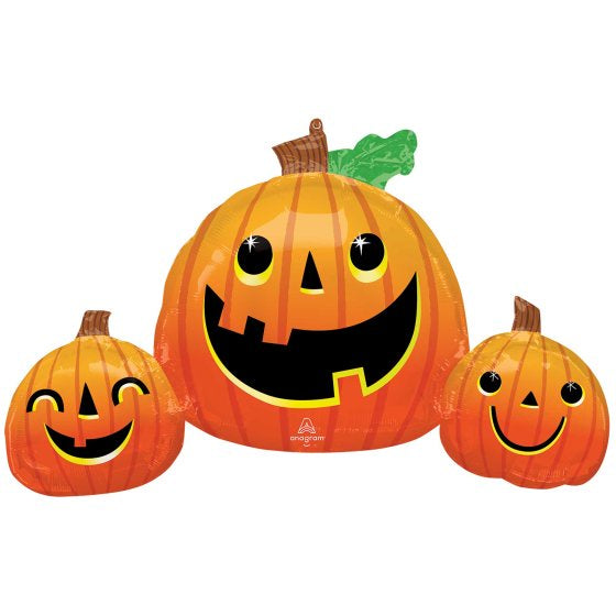 Smiley Pumpkin Trio Supershape Foil Balloon