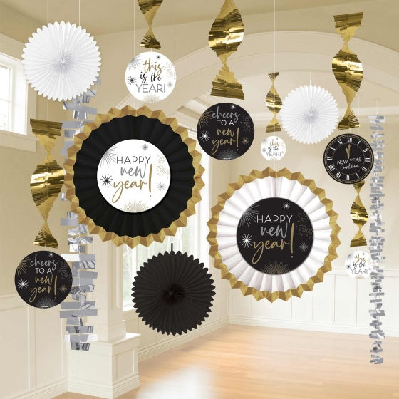 Happy New Year Decorating Kit Gold, Black, Silver