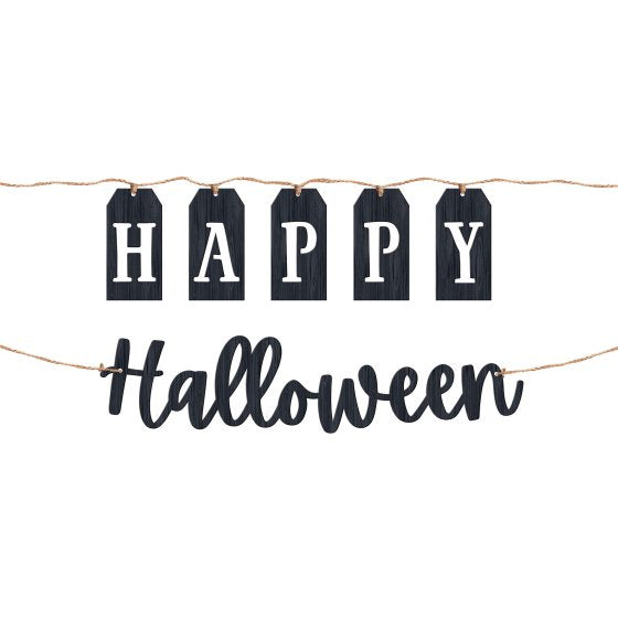 Happy Halloween Black & White MDF Banner 1.82m