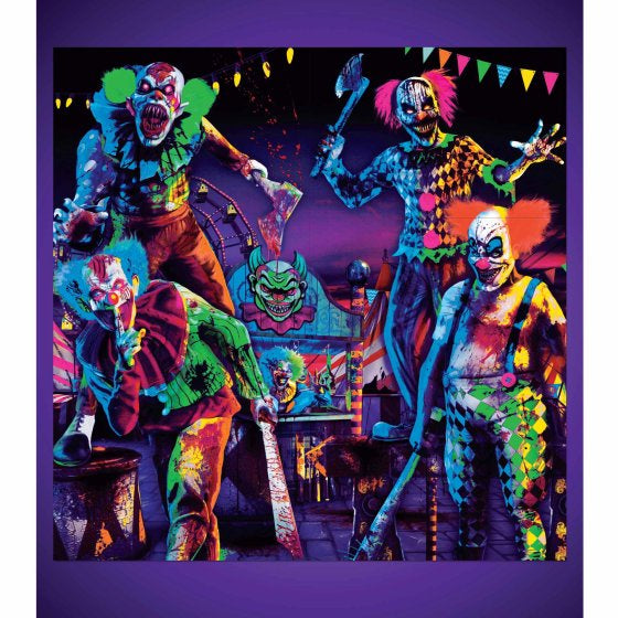 Creepy Carnival Backdrop Scene Setters Black Light Reactive (6 Pack)