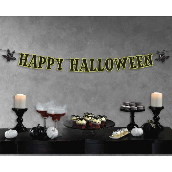 Happy Halloween & Bats Letter Banner