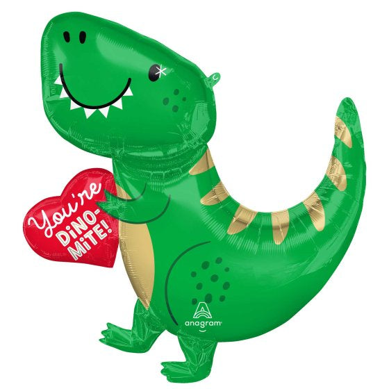 You're Dino-Mite SuperShape Dinosaur and Heart Foil Balloon