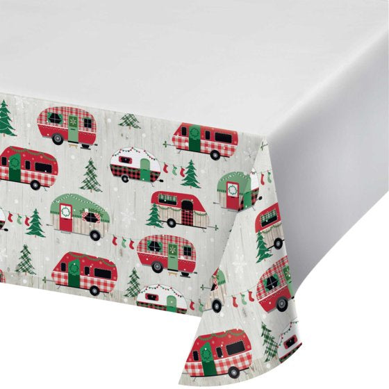 Christmas Campers Tablecover Border Print 137cm x 259cm