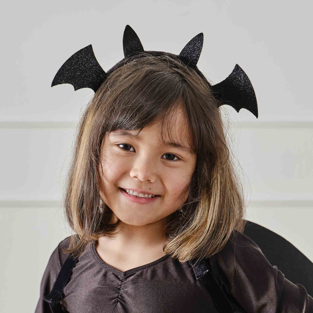 Fancy Dress Black Sparkle Bat Headband