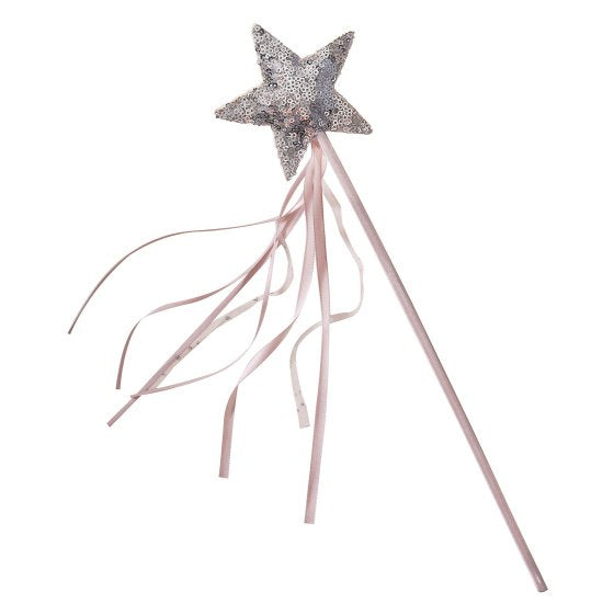 Fancy Dress Pink And Silver Sequin Star Fairy Wand