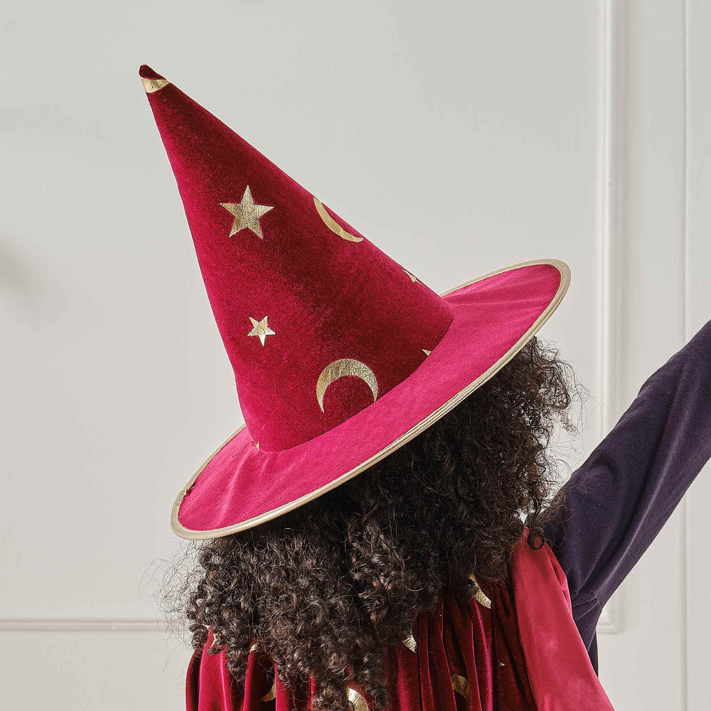 Fancy Dress Burgundy Velvet Magician Hat