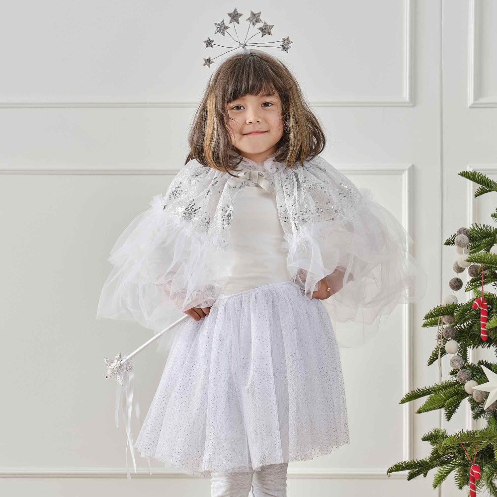 Fancy Dress White And Silver Sparkle Fairy Princess Tutu  Girls Costume