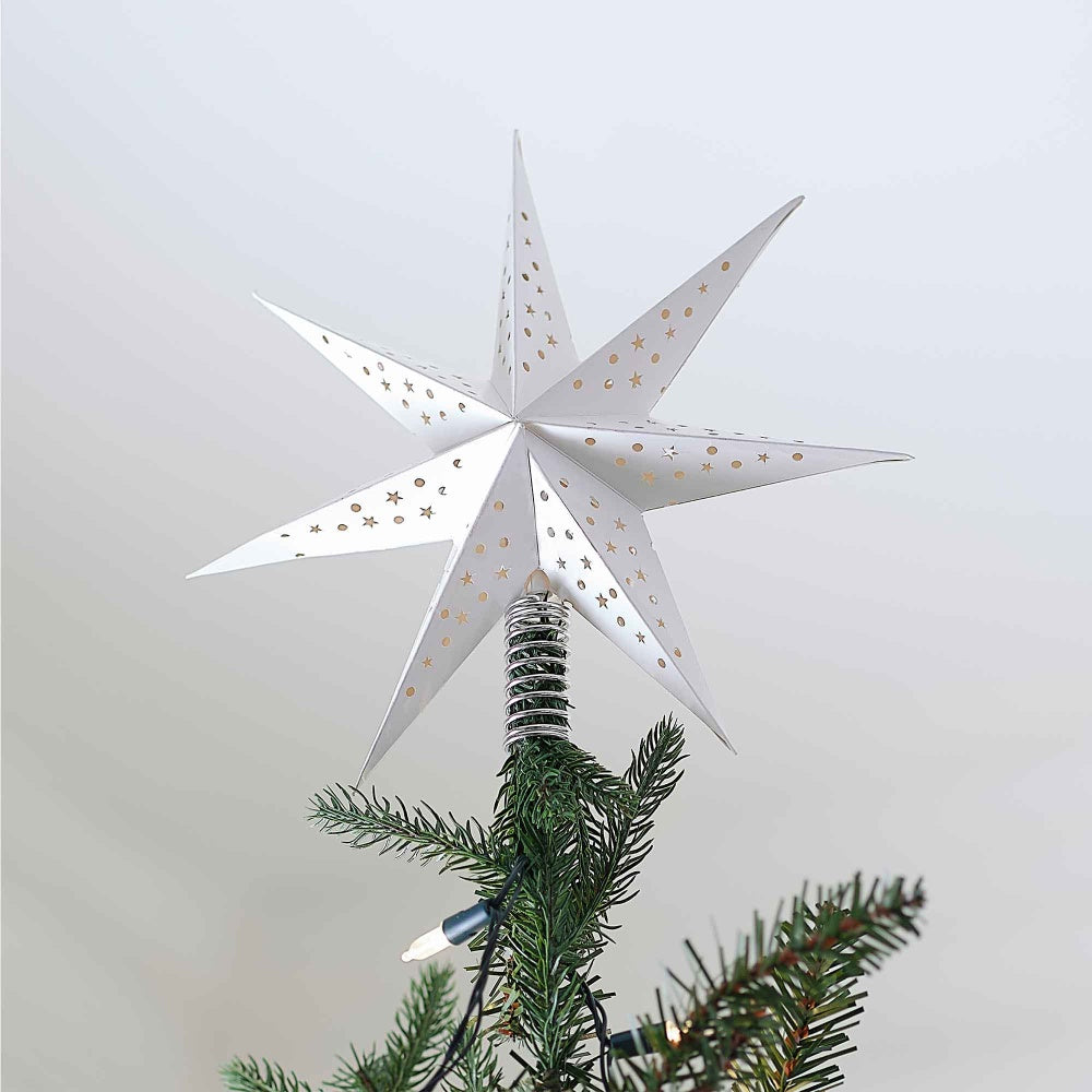 White Christmas Paper Star Tree Topper