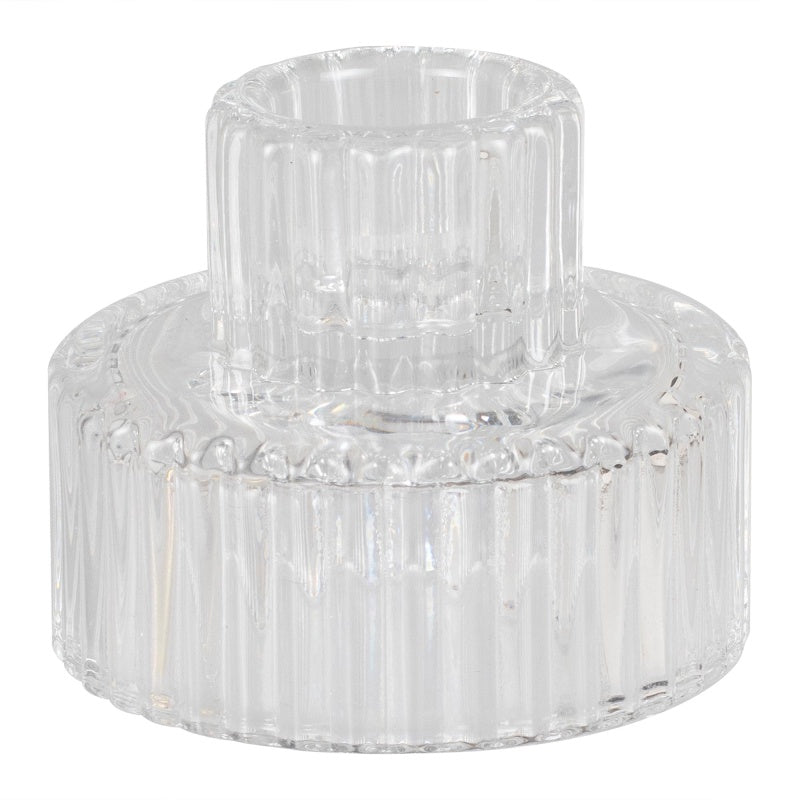 White Christmas Clear Glass Candle Holders (Pack of 2)