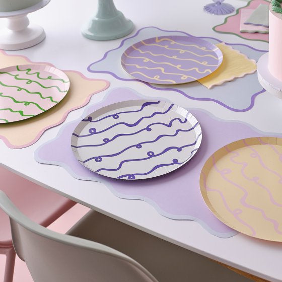 Pastel Wave Pastel Plates 8 Pack