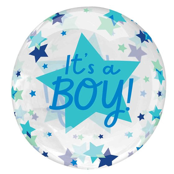 It's a Boy Stars Clearz Balloon