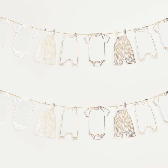 Baby Shower Gold Babygrow Card Garland 2.5m