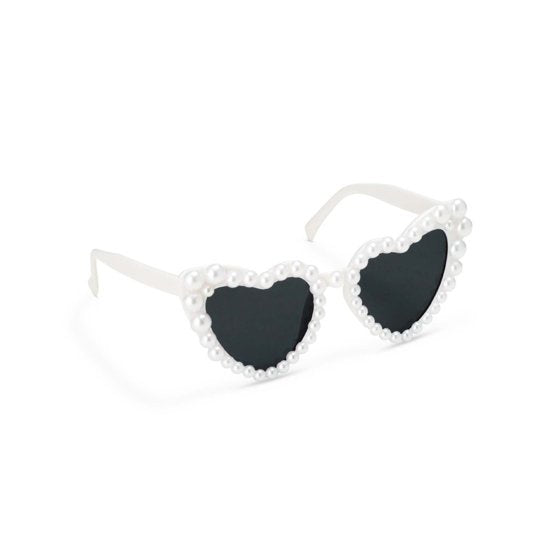 Beach Party Pearl Heart Glasses White