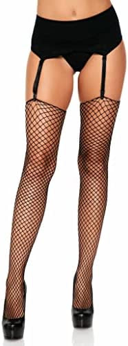 Black Spandex Industrial Net Stockings with Unfinished Top Plus Size