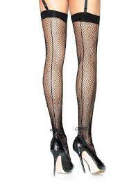 Backseam Fishnet Stockings with Tassel Bows