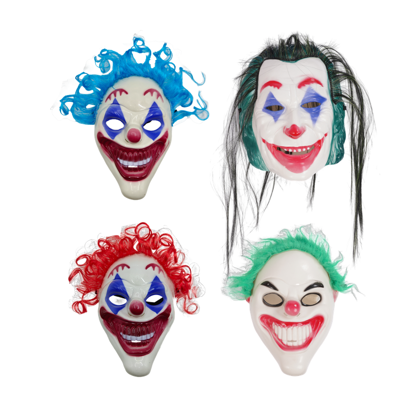 Clown Masks with Hair (4 Assorted Styles)