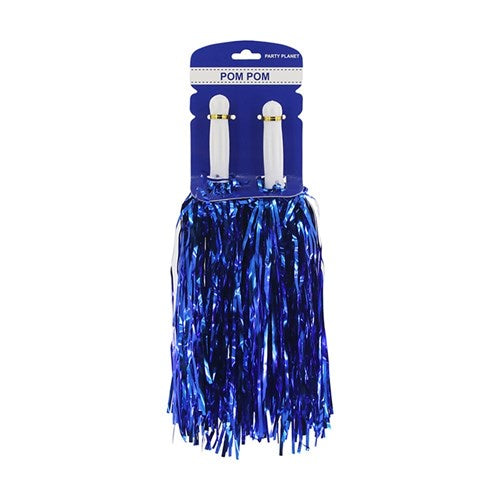 Blue Metallic Pom Poms (Pack of 2)