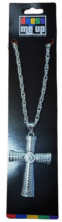 Silver Heavy Metal Cross Necklace