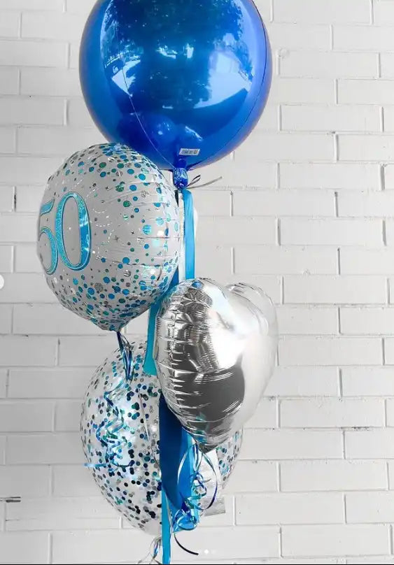 Sparkling Fizz Blue 50th Birthday 18 Inch Foil Balloon