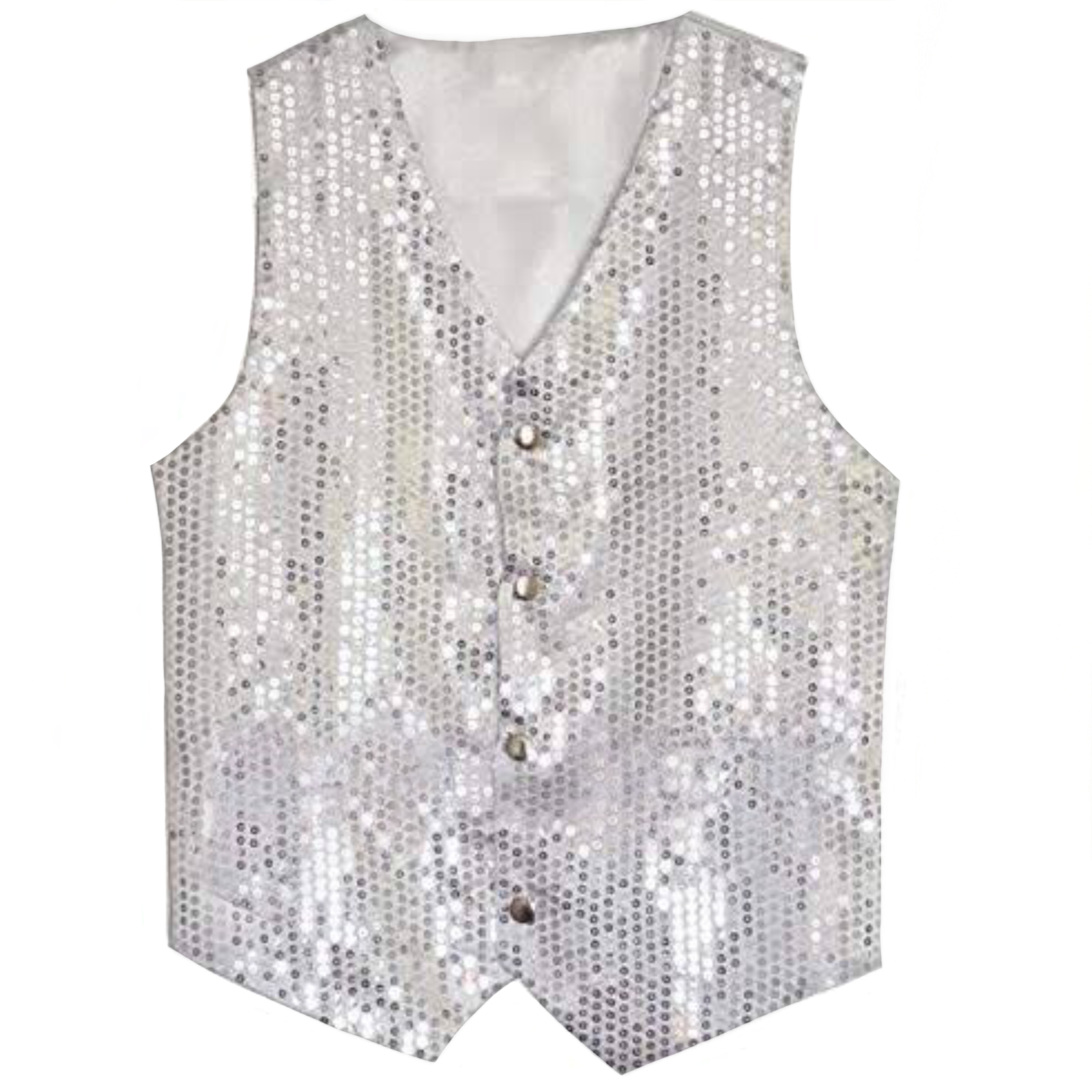 Deluxe Silver Sequined Vest with Buttons