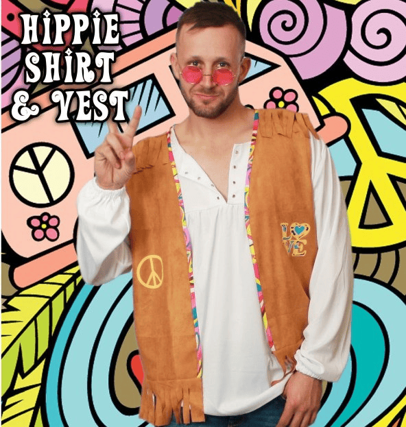 Hippie Shirt and Vest Mens Costume