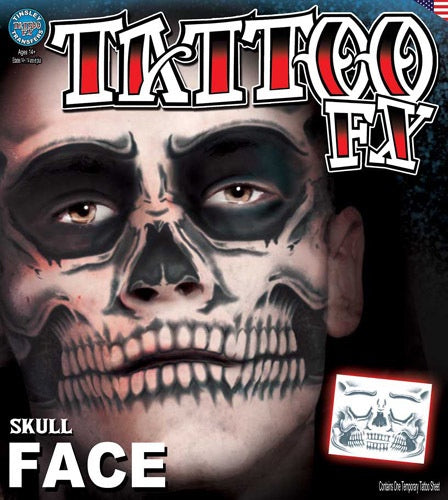 Skull Full Face Temporary Tattoo FX