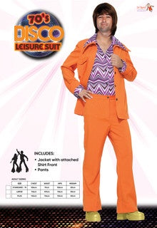 Orange Disco Leisure Suit Mens Costume
