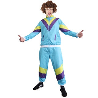 80s Blue Tracksuit Mens Costume