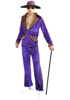 Purple Pimp Suit with Leopard Print Mens Costume
