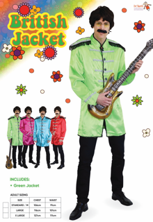 Green British Jacket Mens Costume