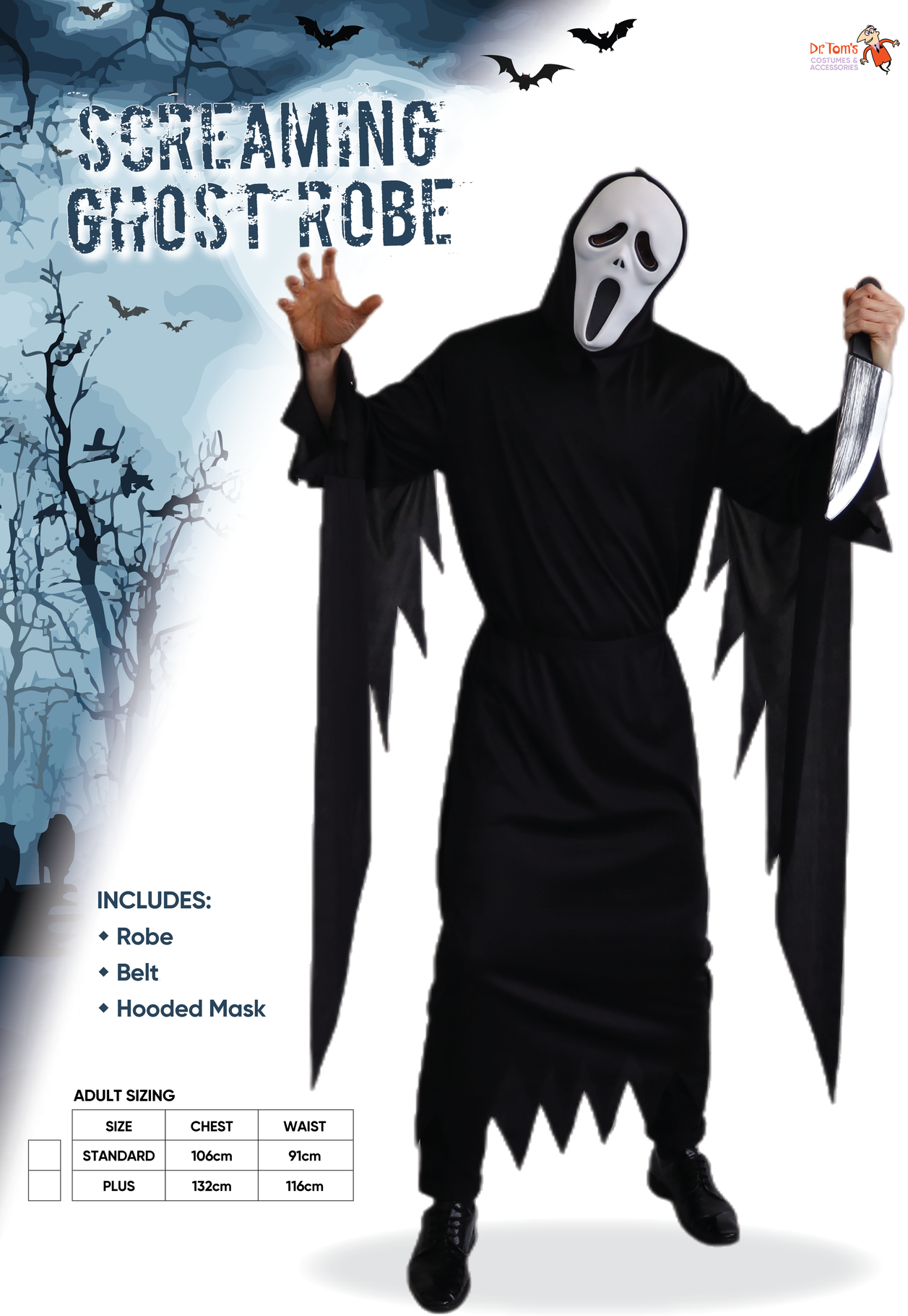 Screaming Ghost Robe Costume