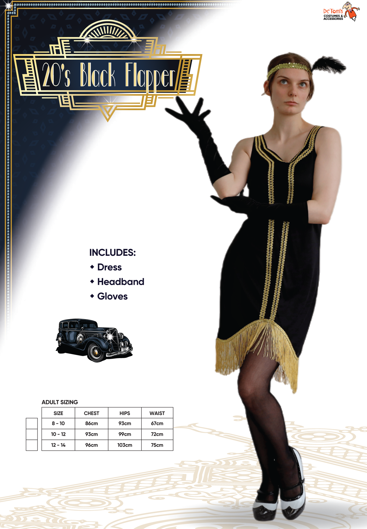 Black Gold Flapper Dress